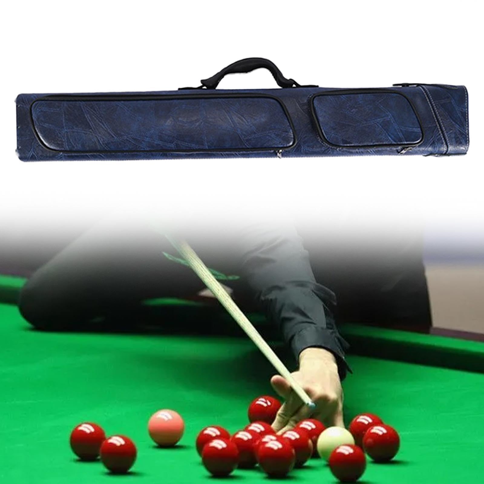 kowaku Billiard Pool Cue Stick Case Snooker Cue Storage Pouch 1/2 Snooker Billiard Cue Case Carrier Portable Lightweight Protector, Blue