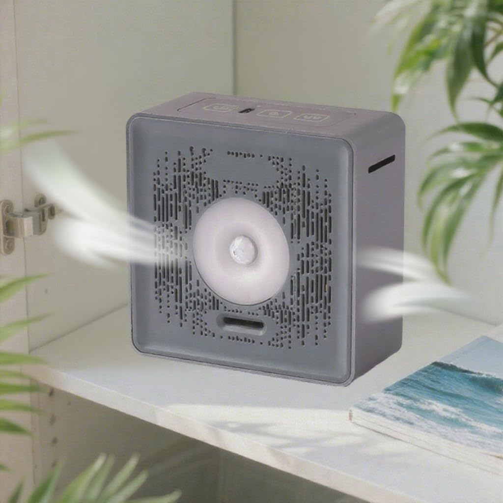 Air Purifiers by High-voltage Ionization, 35 Ft³ Deodorizer for Trash Can, Pet Shed, Compact Air Cleaner Equipped with Data Line, Night Light (Light Green, 3.89×3.89×1.7in)