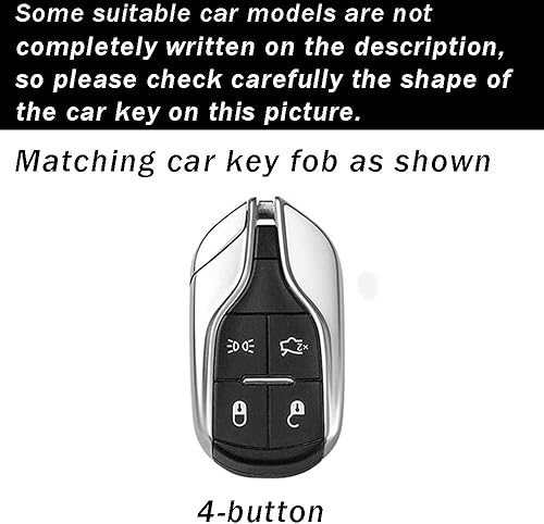 Miniatura 2 de ontto Funda para llavero Maserati de cuero encerado, protección completa para Ghibli Levante Quattroporte, rosa, 4 botones