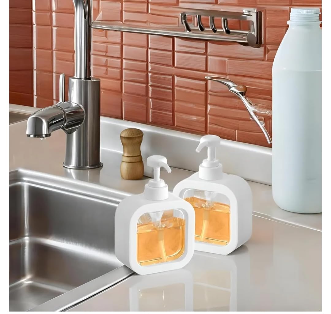 Krishna Zone 1 pcs Multipurpose Liquid Soap Refillable Plastic Dispenser Hand Wash, Dish Wash, Shampoo, Conditioner, Shower Gel Lotion for Bathroom and Kitchen 300ml (Pack of 1) (Black) 2