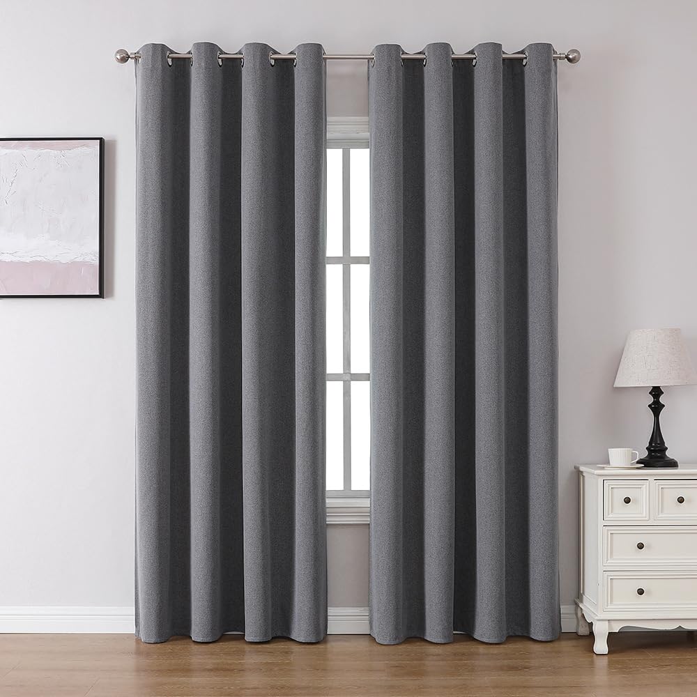 Rideaux occultants épais modernes pour salon et porte patio | Atmosphère gris foncé