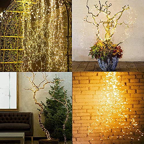 Solarne łańcuchy świetlne, wodoodporne lampki wodospadowe, winorośle, 30 żyłek, 600 diod LED, solarny drut miedziany, dekoracyjny łańcuch, 8 trybów, do ogrodu, na imprezę, wesele, Boże Narodzenie,