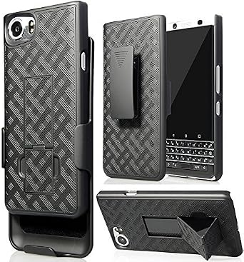 BlackBerry KEYone Case, Belt Clip Holster Cover Shell Kickstand Criss Cross Black New Plaid Design for BlackBerry KEYone