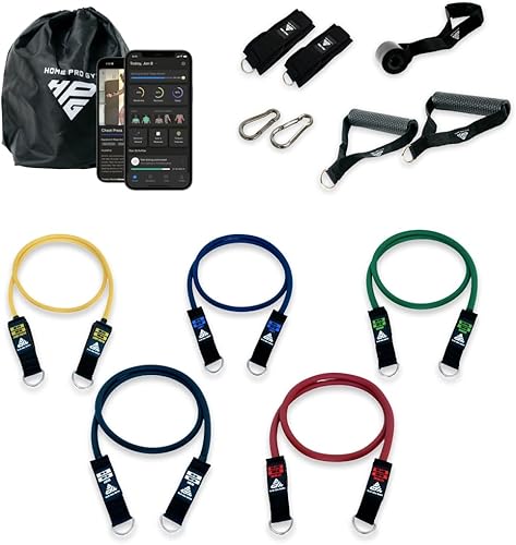 Juego de bandas de resistencia apilables, con hasta 450 libras de resistencia, barra de banda, asas de primera calidad, anclaje de puerta