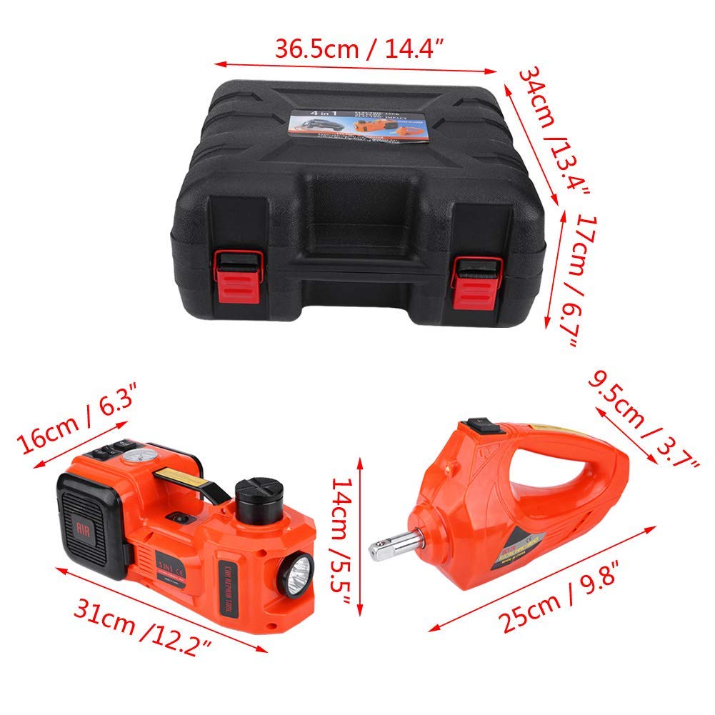 GOTOTOP Cric elettrico per auto e SUV 5Ton 12V DC Automotive Car Electric Floor Jack Lift Garage e attrezzature di emergenza con scatola di trasporto (5T jack + bulloni)