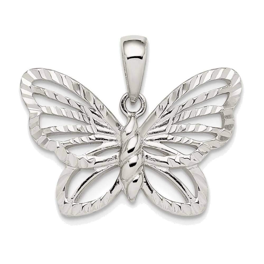 Amazon.com: Sterling Silver Shiny-cut Butterfly Pendant