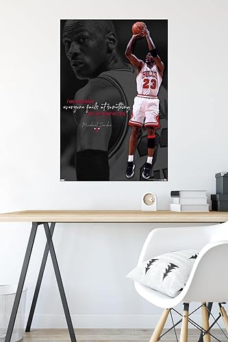 Miniatura 6 de Trends International Michael Jordan - Póster de pared con texto en inglés Can't Accept Not Trying, 22.375 x 34 pulgadas, paquete de póster y montaje