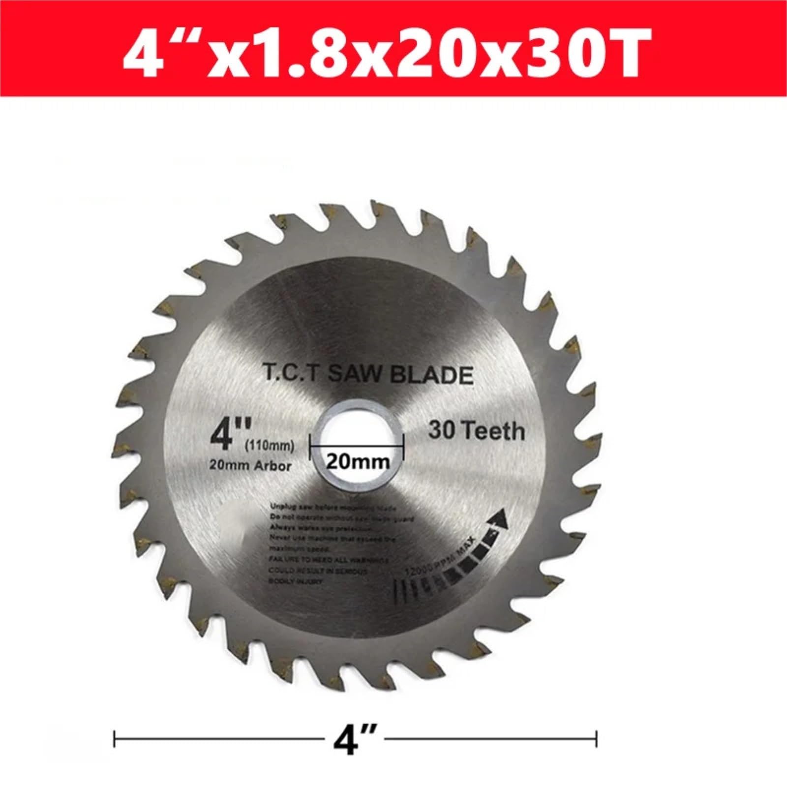 Brzeszczot do cięcia metalu 1PC TCT brzeszczot do drewna 4/6/7/8 cali 30T/40T/60T wielofunkcyjna okrągła tarcza tnąca narzędzi cięcia(4 Inchx1.8x20x30T)