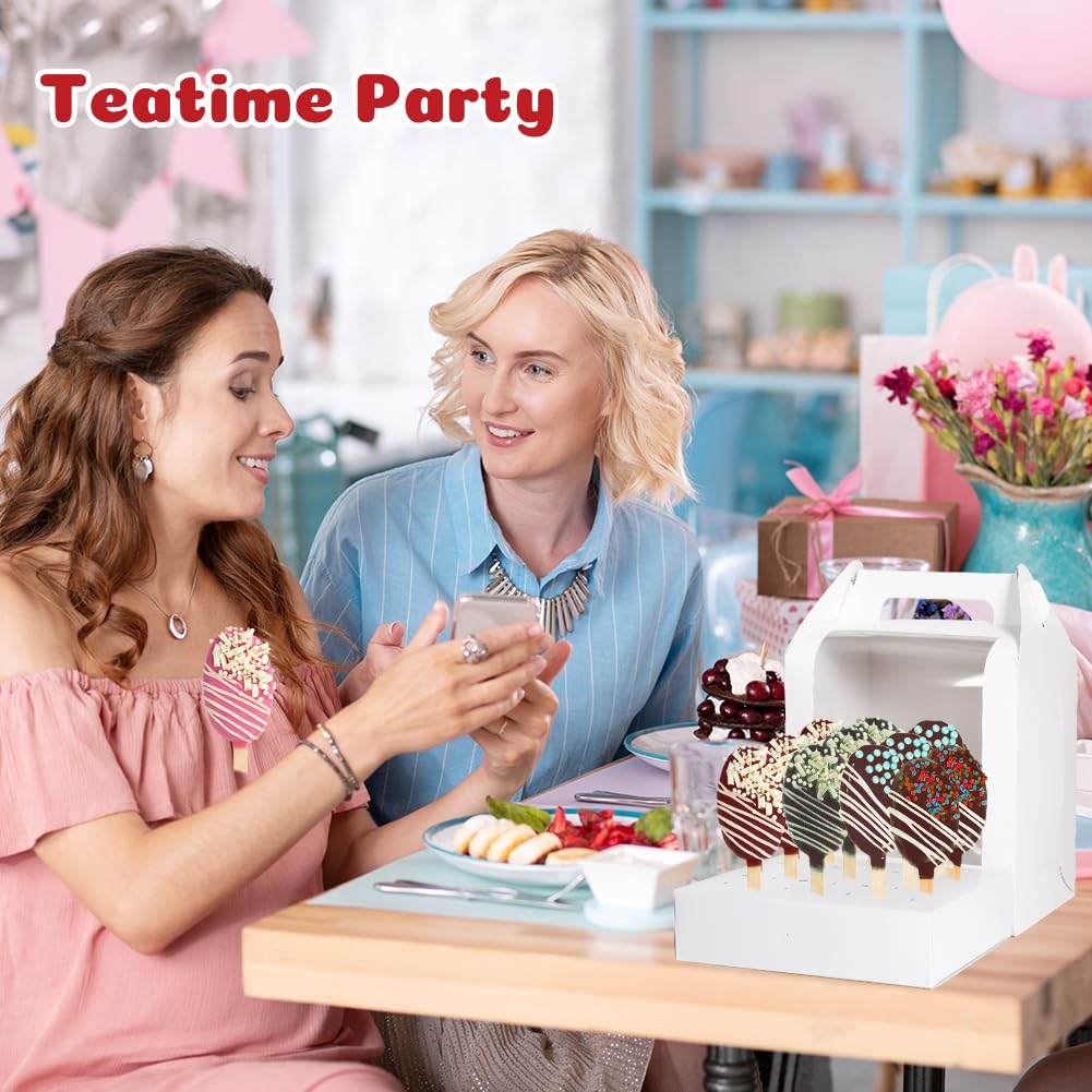 Cajas portátiles para tartas: 4 recipientes de embalaje para tartas con ventana transparente, cajas de exhibición de piruletas utilizadas para bodas, baby showers, fiestas de cumpleaños