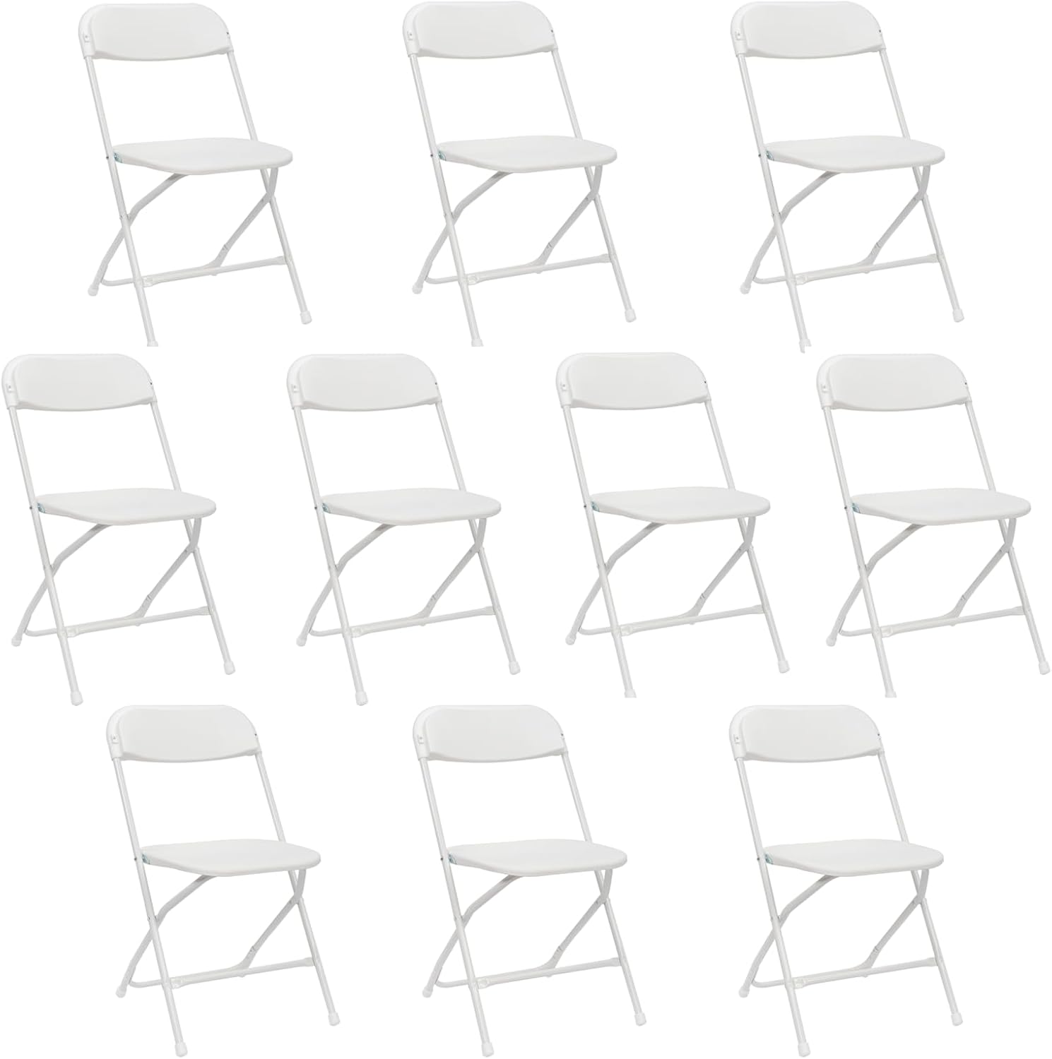 susici 10 Pack White Plastic Folding Chairs Portable