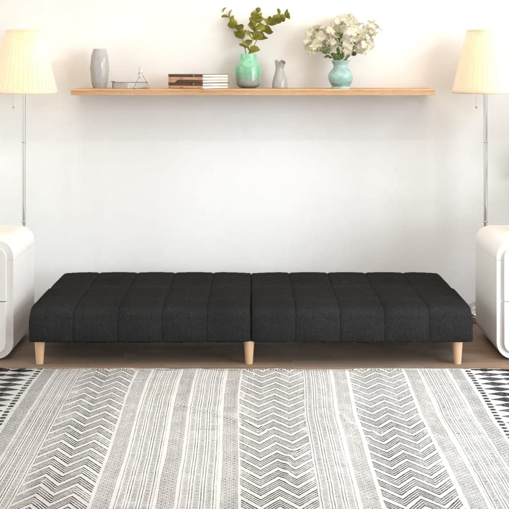 Sofa z funkcją spania 2-osobowa, czarna tkanina, sofa przekształcająca z drewnianą ramą, 200 x 84,5 x 69 cm, do salonu, pokoju gościnnego, nowoczesne wzornictwo