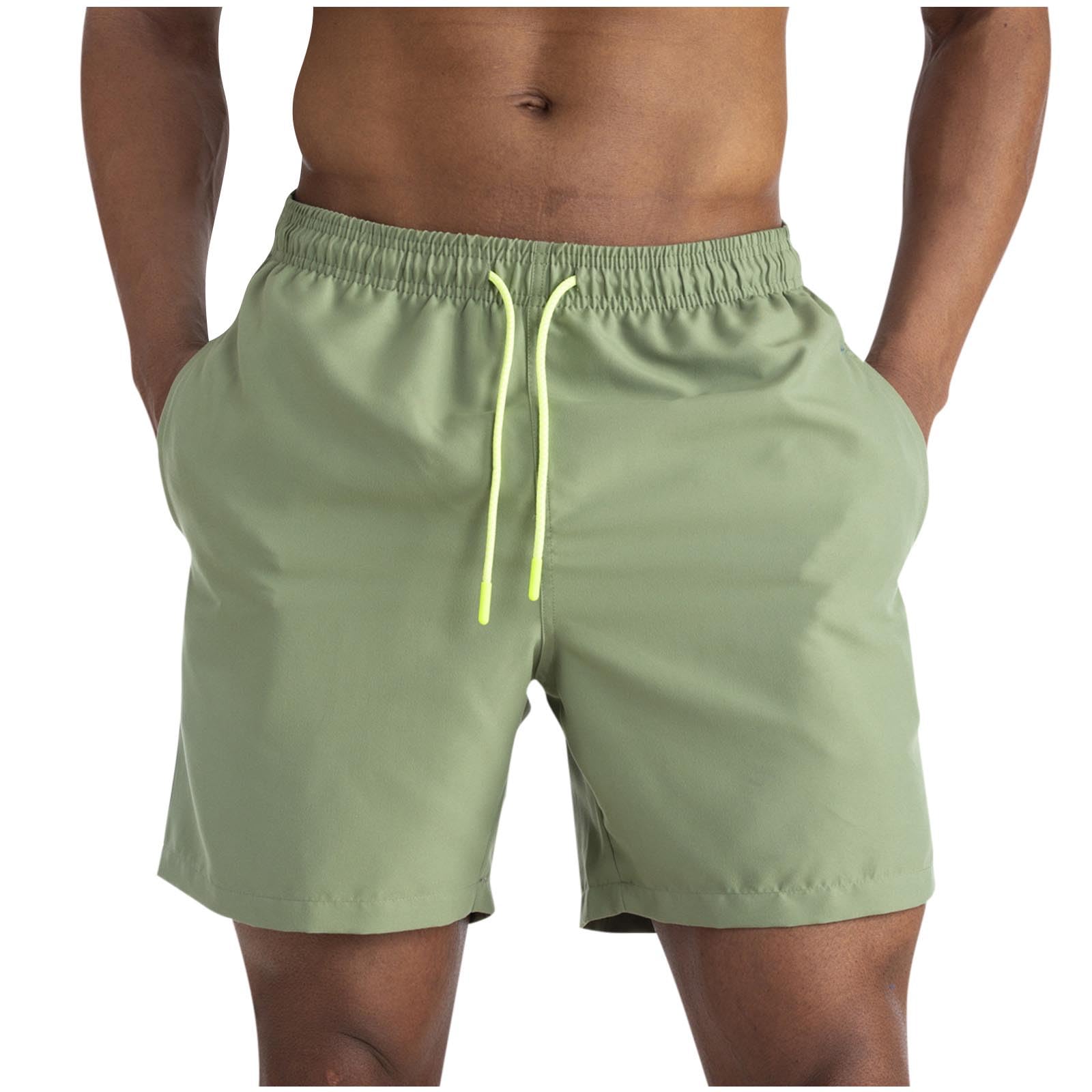 Shorts Herren Sommer Kurze Hosen Schnelltrocknend Laufhose Kurz Casual Fitness Outdoorshorts Arbeitshose Herrenshorts mit Kordelzug Elastische Taille Freizeitshorts Grün XXL