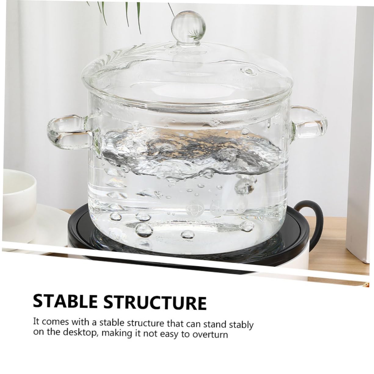 2 Stück Glas Kochtopf mit Doppelgriff Transparenter Glastopf für Herd 1350ml und 1500ml Mikrowellengeeignet für Cerankochfeld für Haushalt