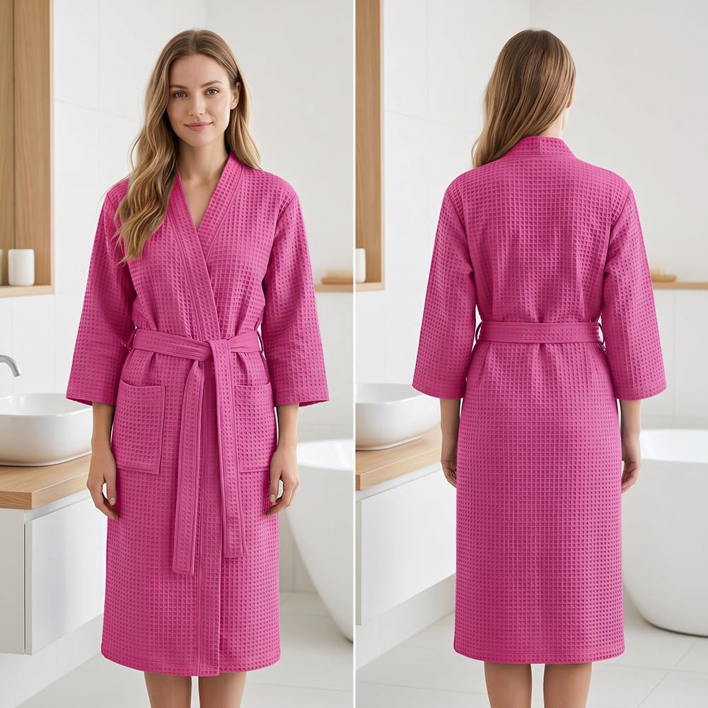 AUYAO Szlafroki waflowe unisex ręcznik kąpielowy body Wrap lekkie szlafroki prysznic ręcznik kąpielowy spa hotel szlafrok waflowy teksturowany odzież domowa ręcznik pod spodem spódnica z kieszeniami