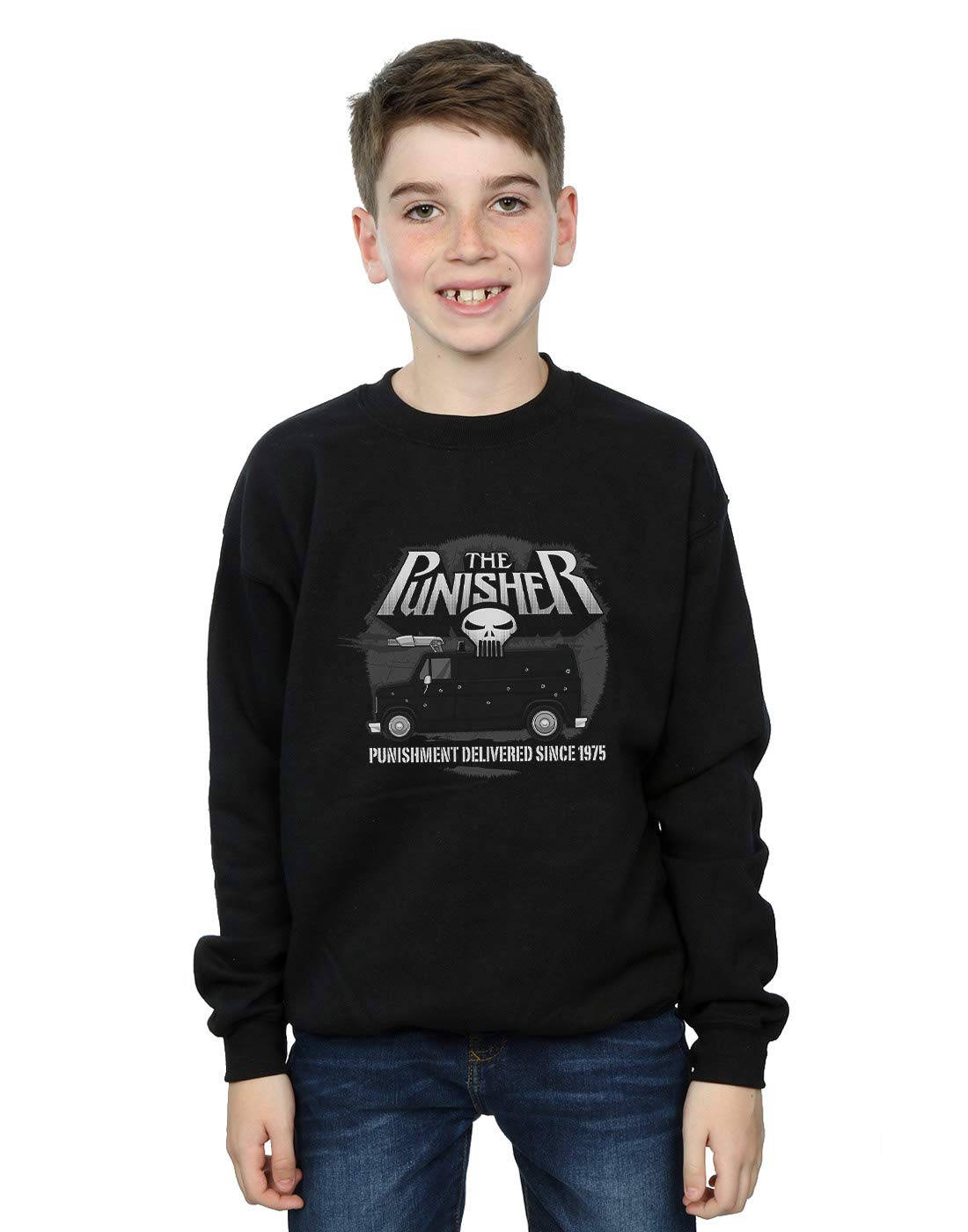Absolute Cult Boys Black Marvel The Punisher Battle Van Sweatshirt 9-11 Years