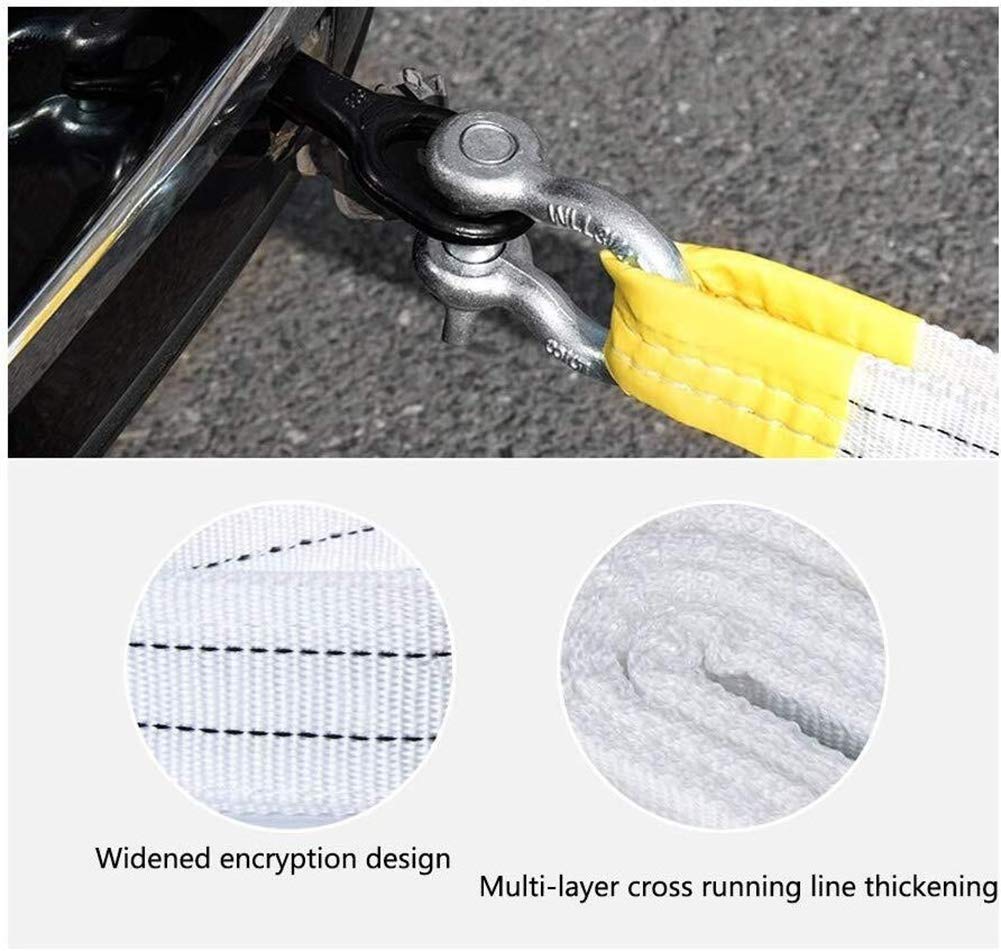 Abschleppseil Auto, PKW Notfall-Abschleppgurt 15 Tonnen Bruchfestigkeit 5M X 5CM, Dreifach Verstärkte Schlaufenende Für Sicherheit Mit Aufbewahrungstasche (Size:33000 Lbs)(Yellow,5m-5T)