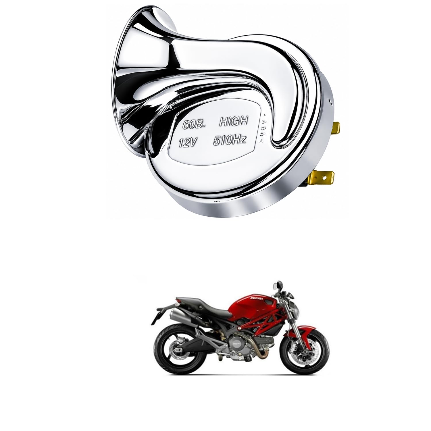 Universal 12V Automotive Vehicle Horn, High Tone 510Hz Chrome Snail Electric Horn, Loud 110dB Waterproof Replacement Horn for Car, Bike, Motorcycle, Scooter Comfortable With Mon-ster 826-image-27