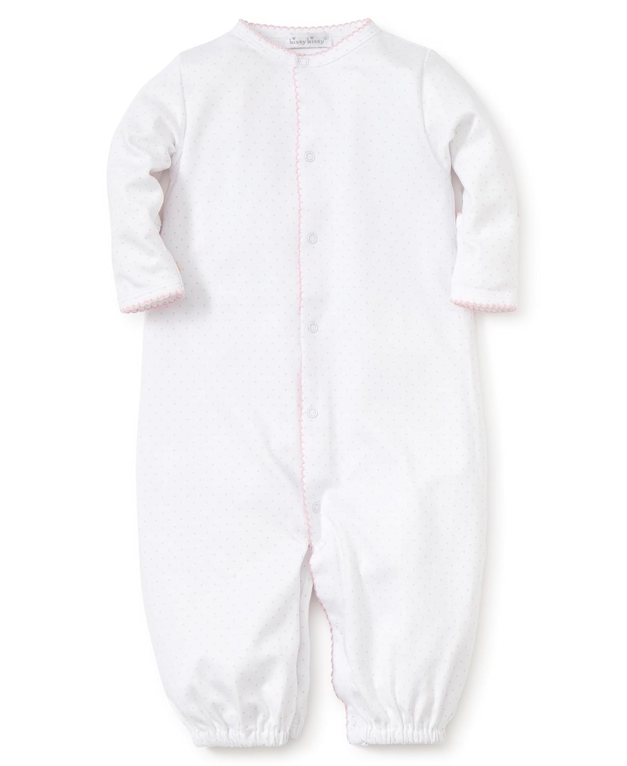 kissy kissy Baby Girls New Kissy Dots Print Convertible Nightgown, White/Pink, Small