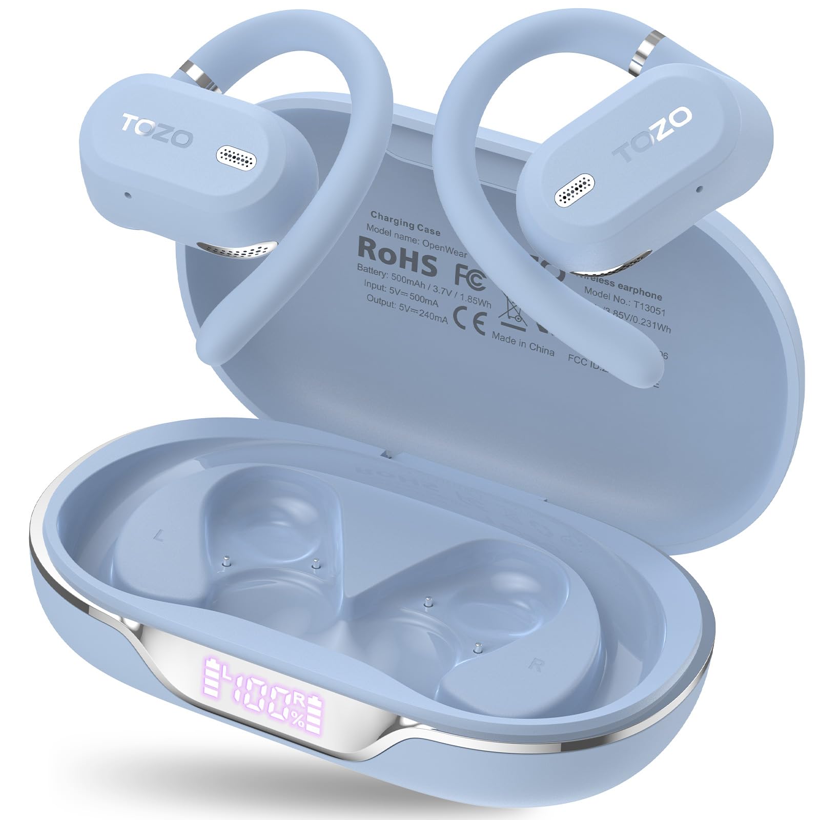 TOZO OpenWear Écouteurs Bluetooth sans Fil avec Traduction IA en Temps Réel