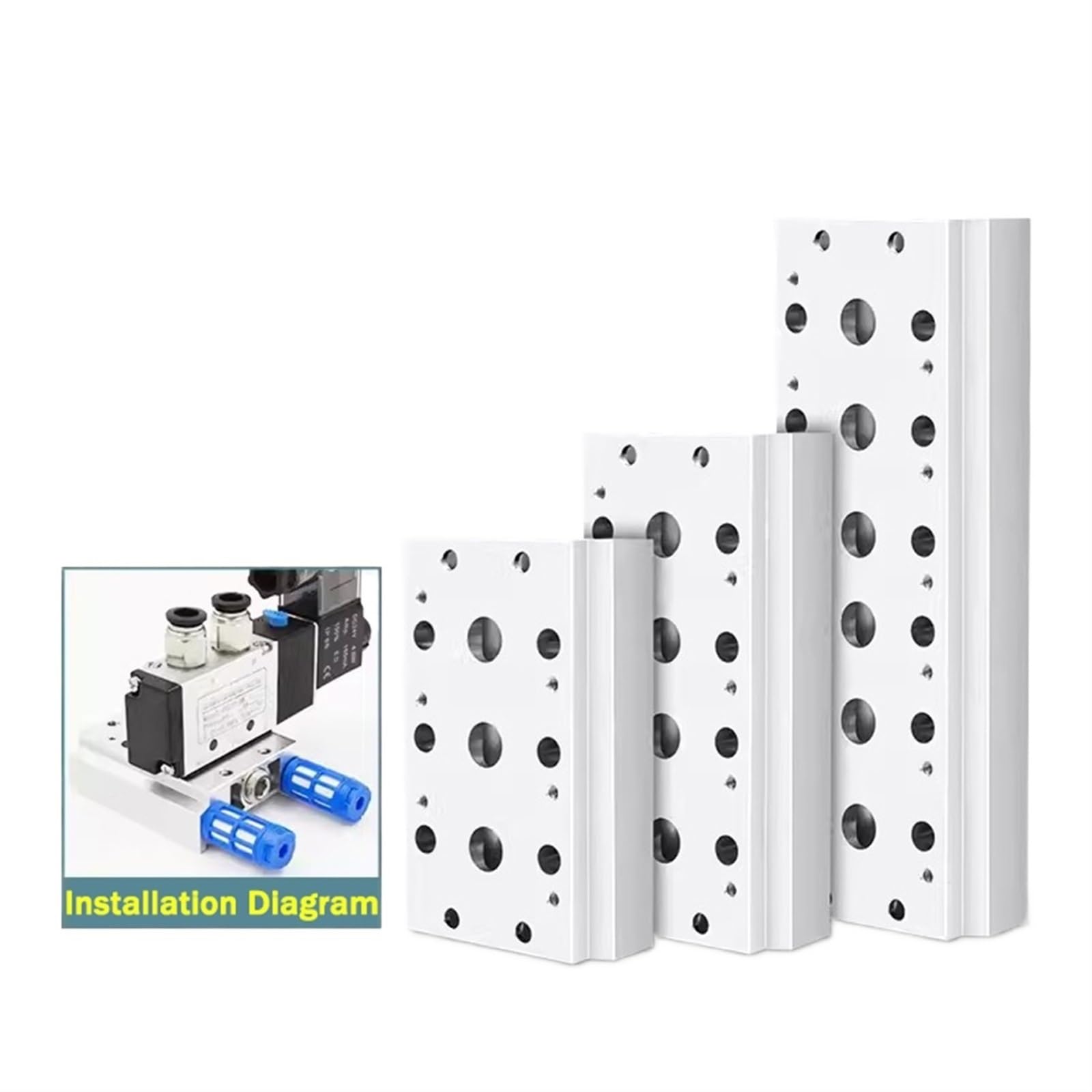 Bloque colector para válvulas solenoide de la serie 300M con base compacta de 2 vías