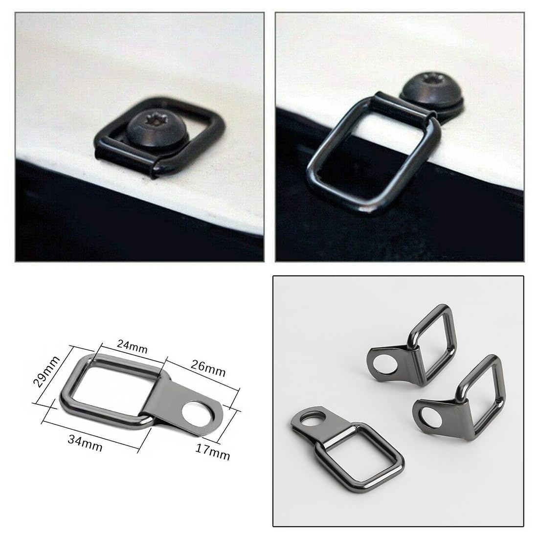 4 Pezzi Anelli di Ancoraggio D Anello a D Gancio di Ancoraggi Hardtop/Coperchio Chiusura a Rimozione Rapida Fissaggi per Wrangler JK YJ TJ JKU Sport/Sahara/libertà/Rubicon X Unlimited 95-17