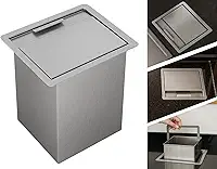 Lixeira de Embutir Quadrada em Aço Inox 304 para Bancada e Pia de Cozinha - 4,5L Antiodor, Compacta, Resistente e Elegante - TLPRO