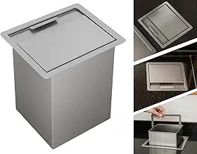 Lixeira de Embutir Quadrada em Aço Inox 304 para Bancada e Pia de Cozinha - 4,5L Antiodor, Compacta, Resistente e Elegante - TLPRO