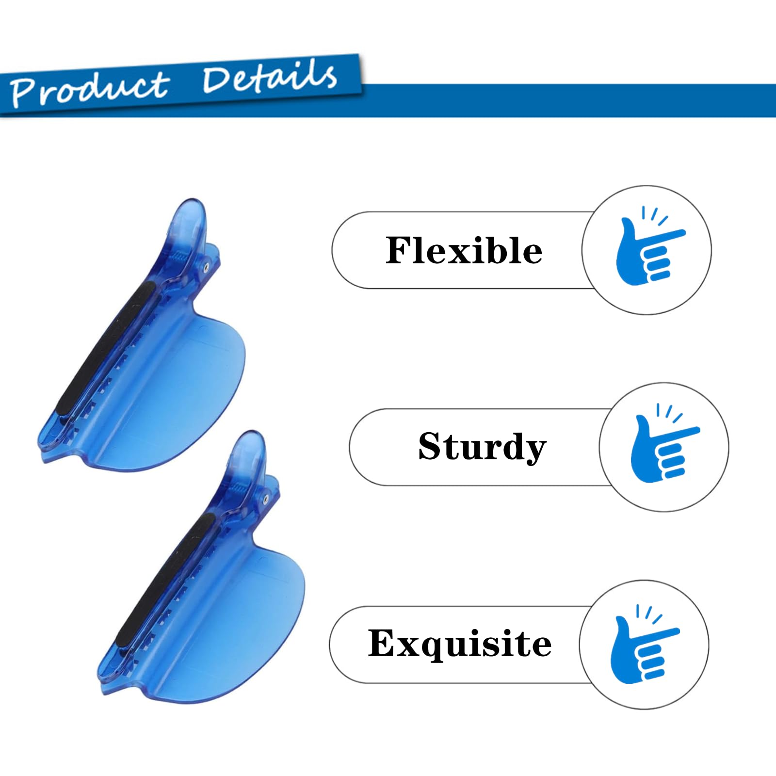 2 Pcs Sectioning Clips Professional Barber Easy Speed Separator Clips Heat Insulation Hair Tools for Wig Extension Hair(Blue) - Image 3