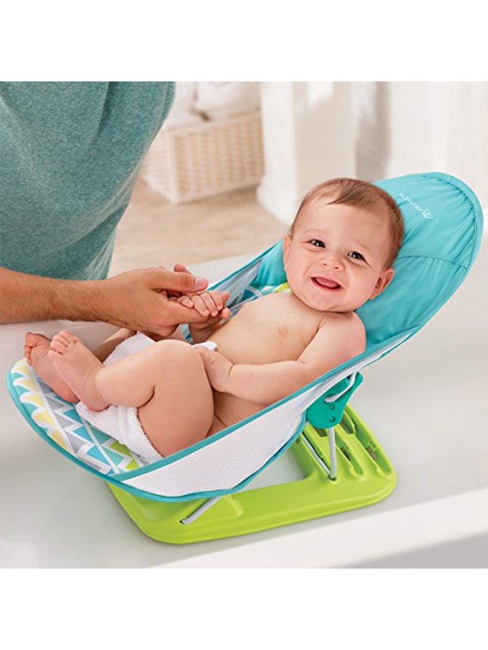Summer Deluxe Baby Bather Triangle Stripes Bath Support For Use