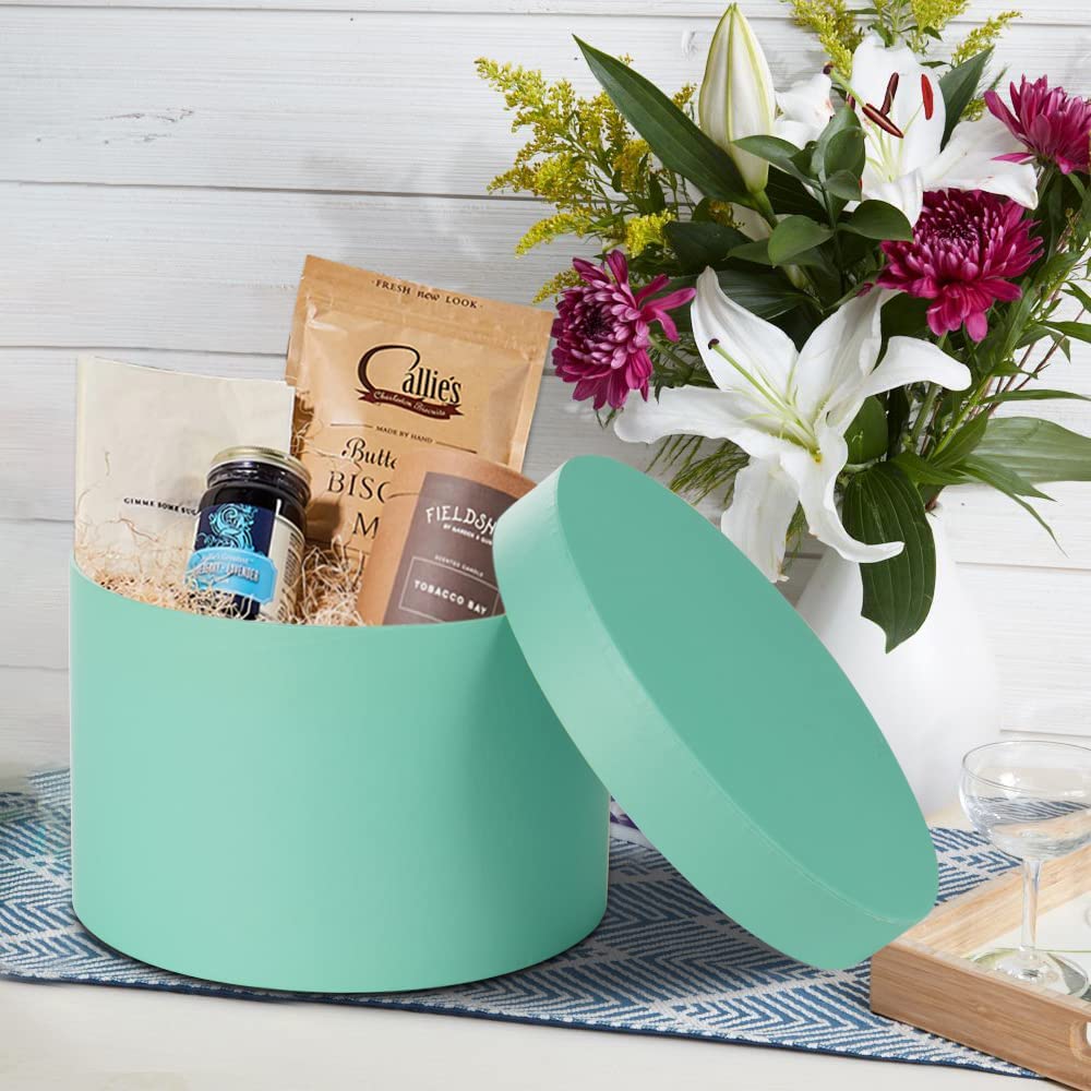 Gift Boxes with Lids Gift Box Assorted Sizes Decorative Nested Boxes Present box Cardboard Teal Blue Gift Boxes for Birthdays Wedding Valentineâ€™s day Anniversary and More - Round Set 4