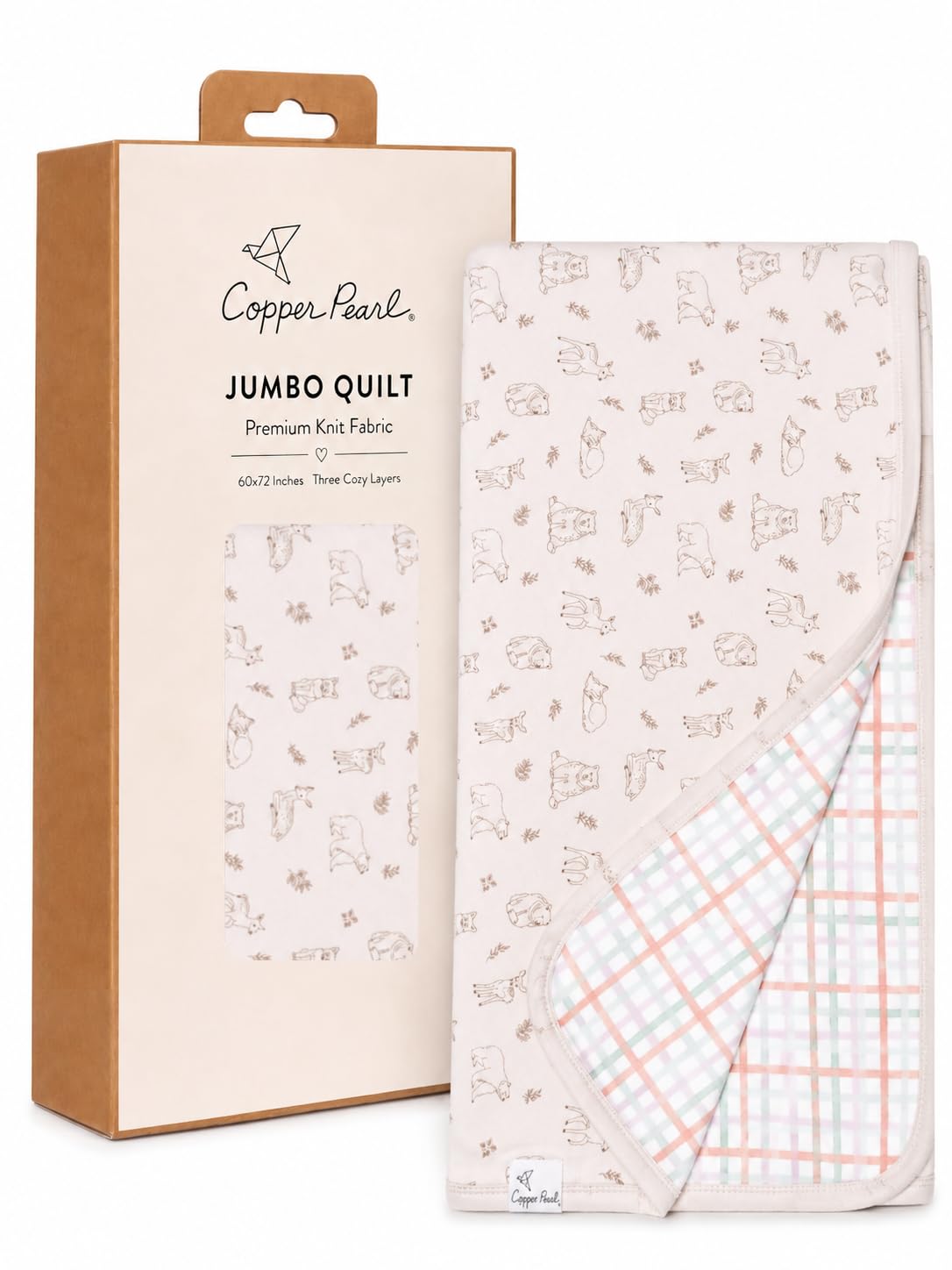Copper Pearl Jumbo Three-Layer Baby Blanket: Soft Baby Quilts for Boys and Girls | Breathable, Cozy, Toddler Blanket | Baby Quilt for Newborns | 60x72 Premium Material | Dylan