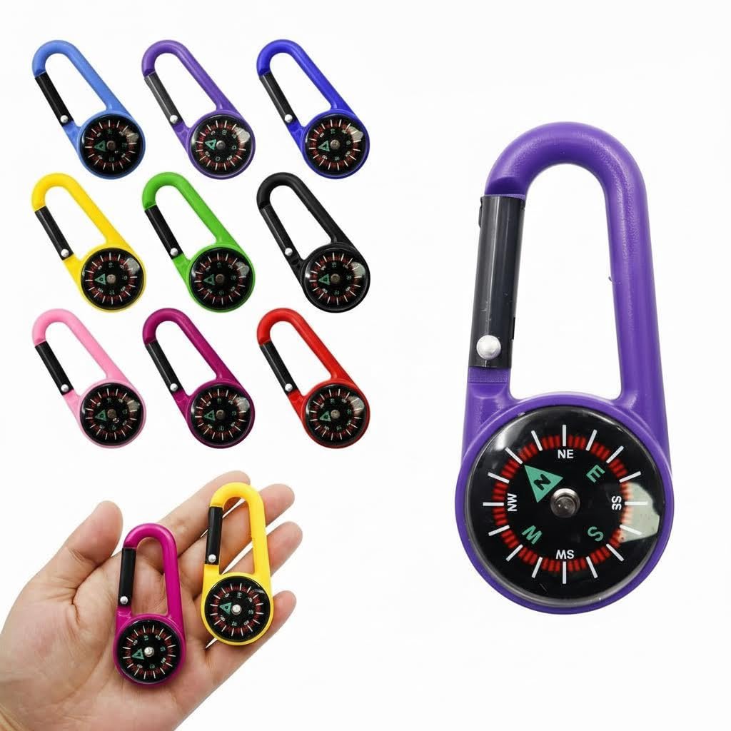 Mini Mousqueton Multifonction, 10 pièces Boussole de Camping Colorée Mini Boussole Enfant Boussole Randonnée pour Les activités de Plein air, Le Camping, la randonnée et Les Voyages