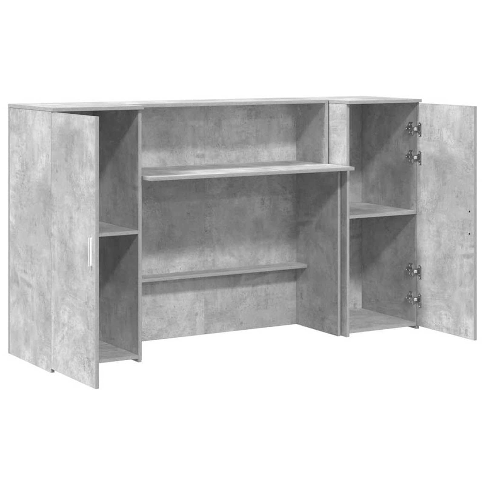 Gecheer Banco Reception Grigio Cemento, Design accurato e spazio di archiviazione, 180x50x103,5cm, Legno Multistrato, per uffici e cliniche