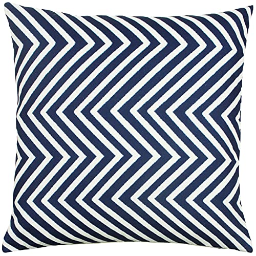 furn. Coussin rempli de Polyester Zig zag, Blue/White, 43 x 43cm