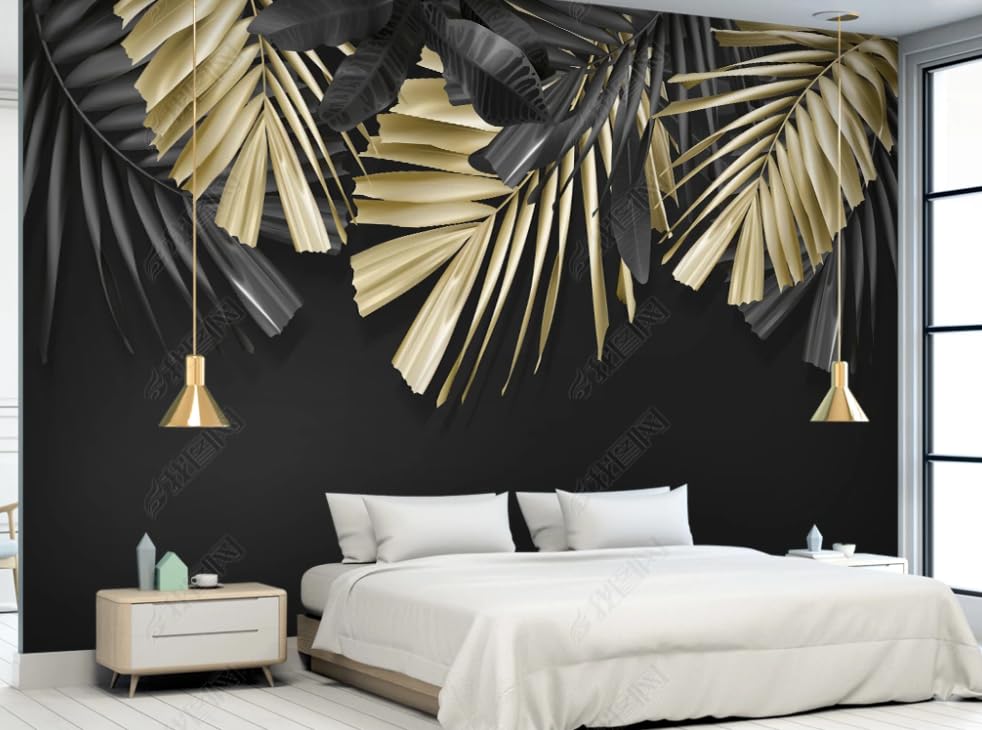 Papier peint intissé feuille d'or chic pour décoration murale restaurant - 3