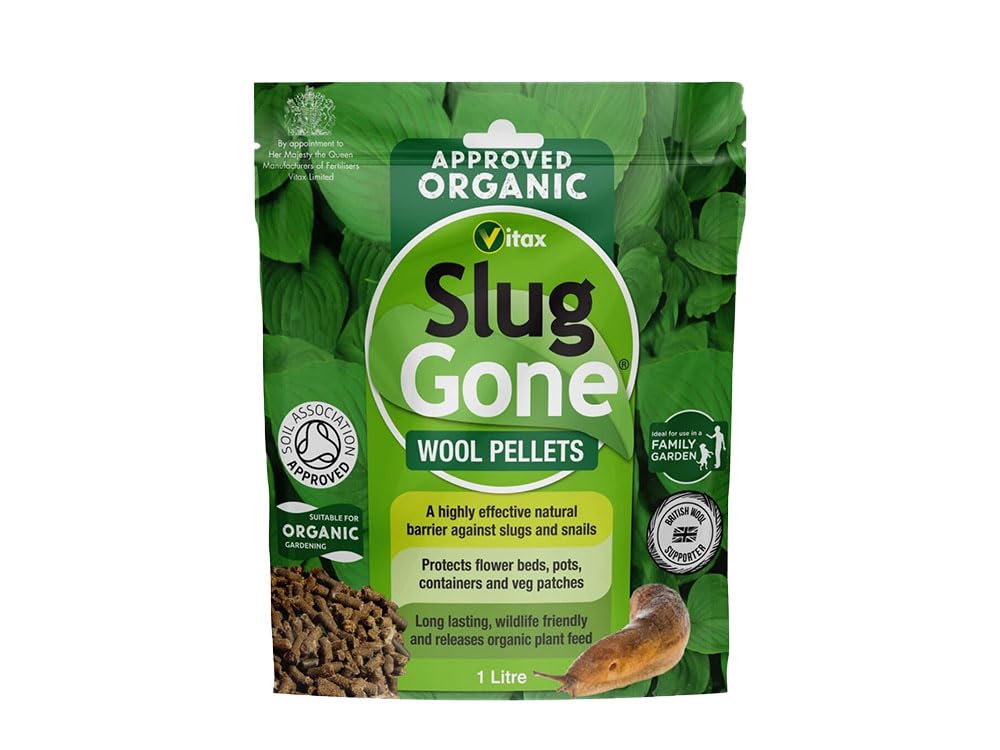 Vitax Slug Gone - Natural Wool Barrier Pellets for Organic Gardens, Effective Slug & Snail Control, Safe for Plants, Improves Moisture Retention, Slow-Release Nutrients for Healthy Growth (1 Litre)