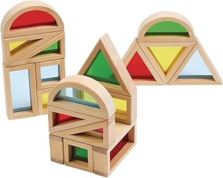 Excellerations Translucent Wood-Framed Window Blocks, Set of 20, Preschool Educational Toys, STEM, Ages 3 Years and Up