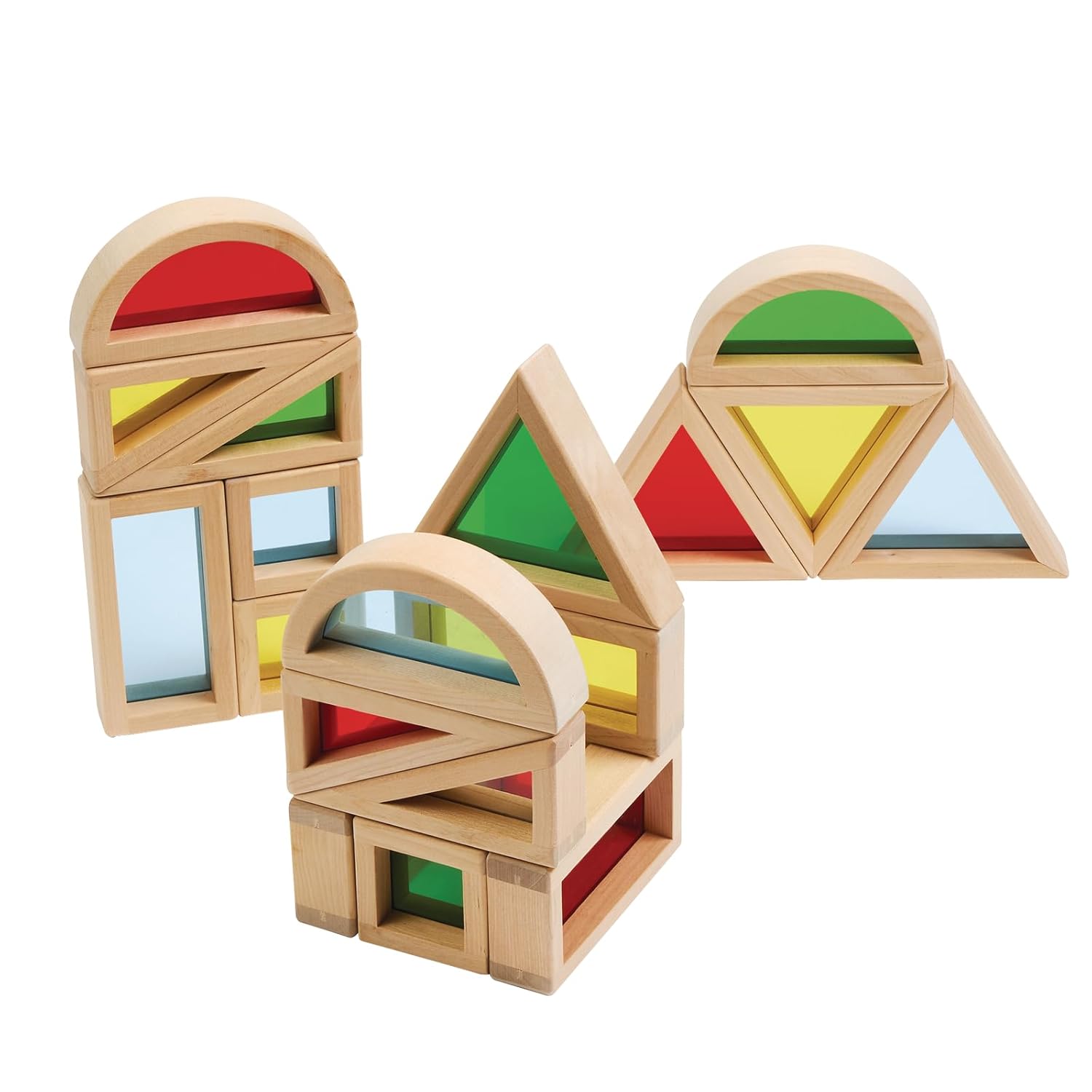 Excellerations Translucent Wood-Framed Window Blocks, Set of 20, Preschool Educational Toys, STEM, Ages 3 Years and Up