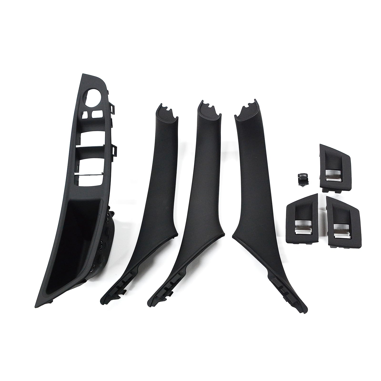 7-teiliges Türgriff-Set für BMW 5er F10 F11 520 530, Fensterschalter-Armlehne auf der Fahrerseite + Beifahrertür-Zuggriff + Fensterschalter-Abdeckungen für 523 525 528 535 (2010–2016)–Schwarz