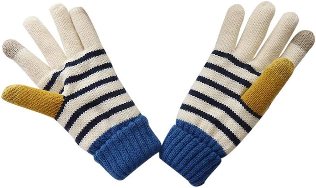 Gloves Female Winter Plus Velvet Thickening Cycling Lamb Wool Cute Woolen Color Matching Touch Screen Net Red to Keep Warm and Cold Students