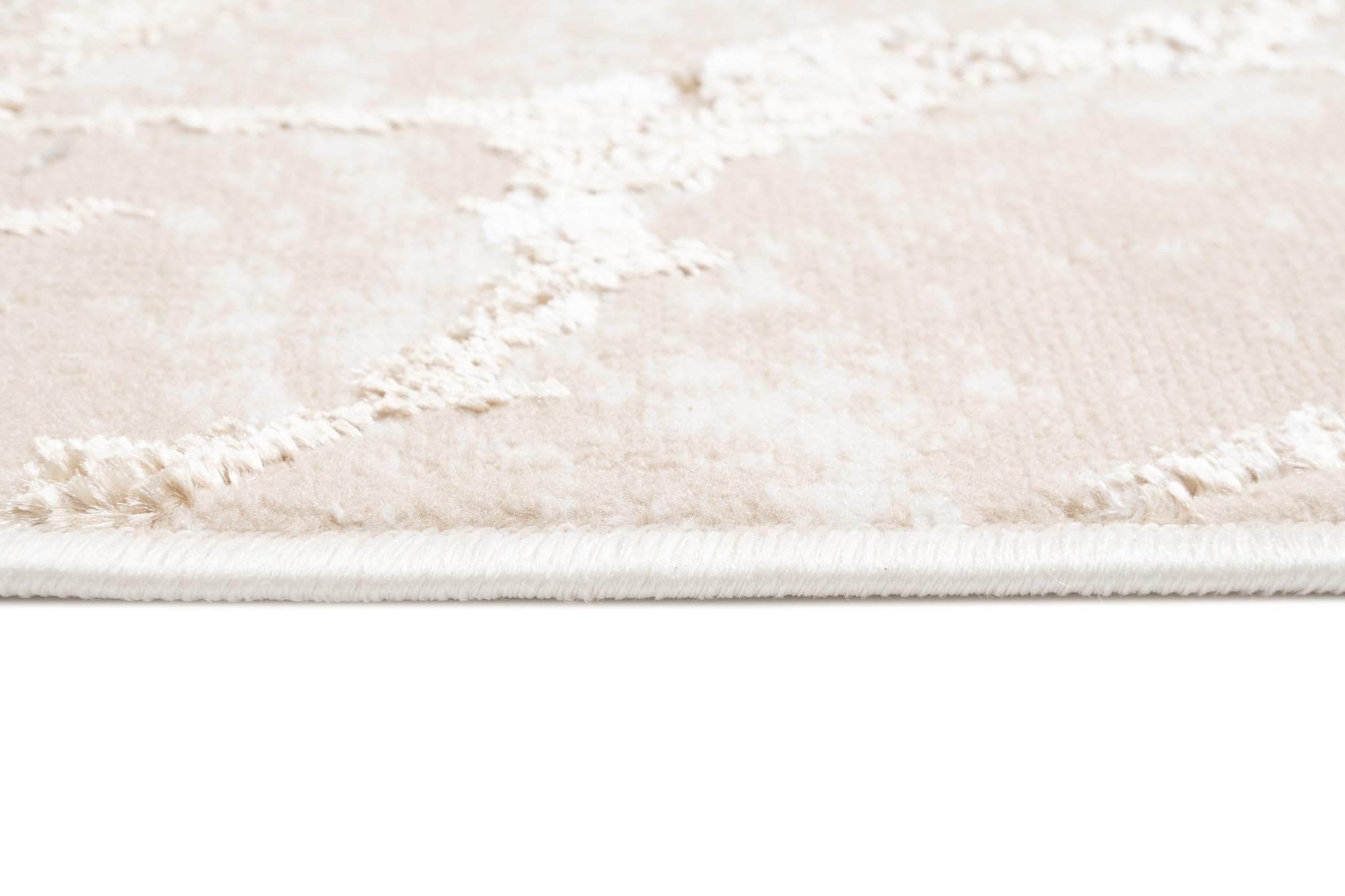 TAPISO Crystal Läufer Teppich Glänzend Beige Gold Creme Marmoreffekt Abstrakt Wohnzimmer Schlafzimmer Flur Korridor Modern Design ÖKO-TEX 80 x 200 cm