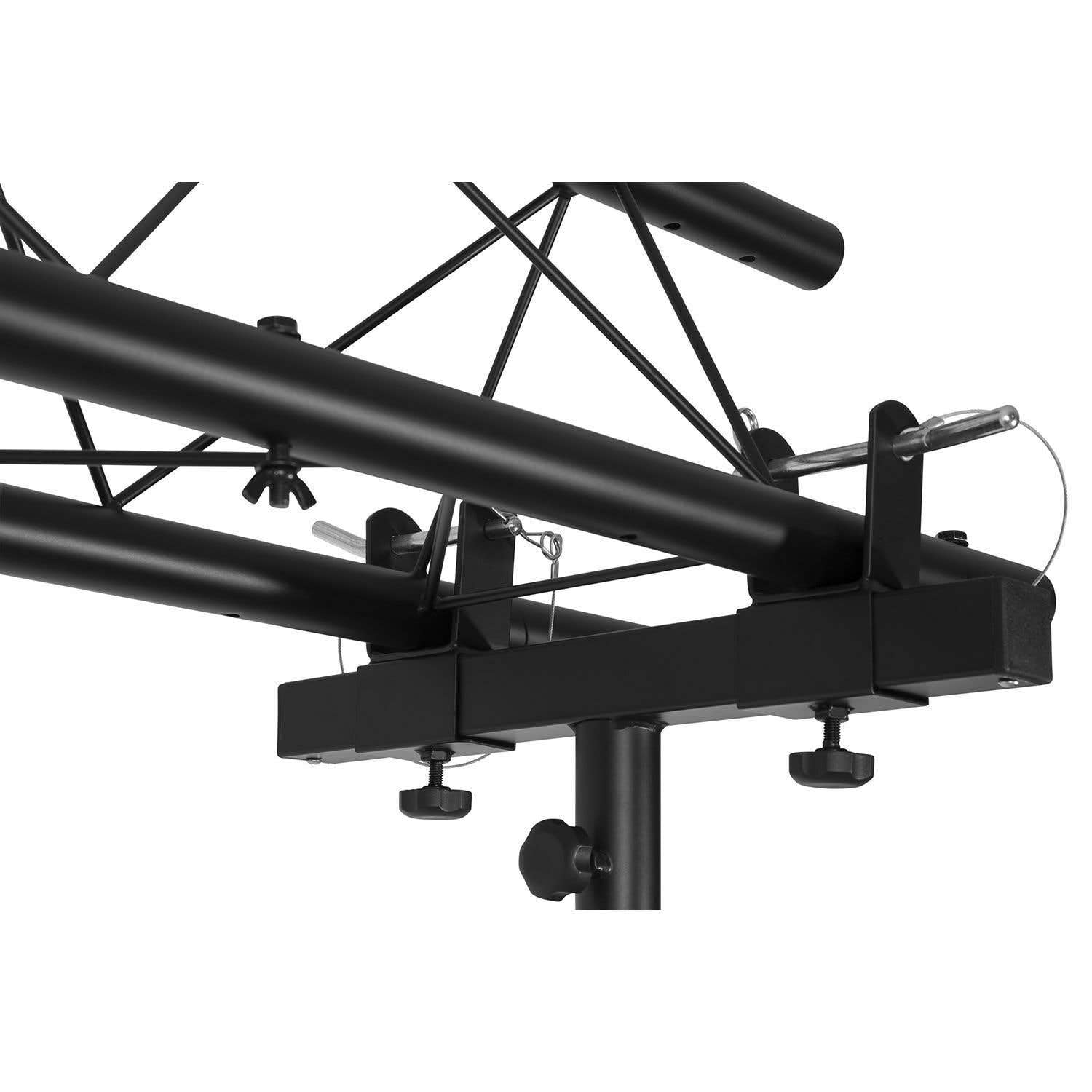 Beamz LB100T Lichtbrücke mit Traversenbalken und 2 Ständern - mobiles Traversen System max. 100 kg, DJ Stand Komplettset - 2x 1,5m 3 Punkt-Traversen, 2x Dreibein Stativ max. Höhe 4m - Schwarz