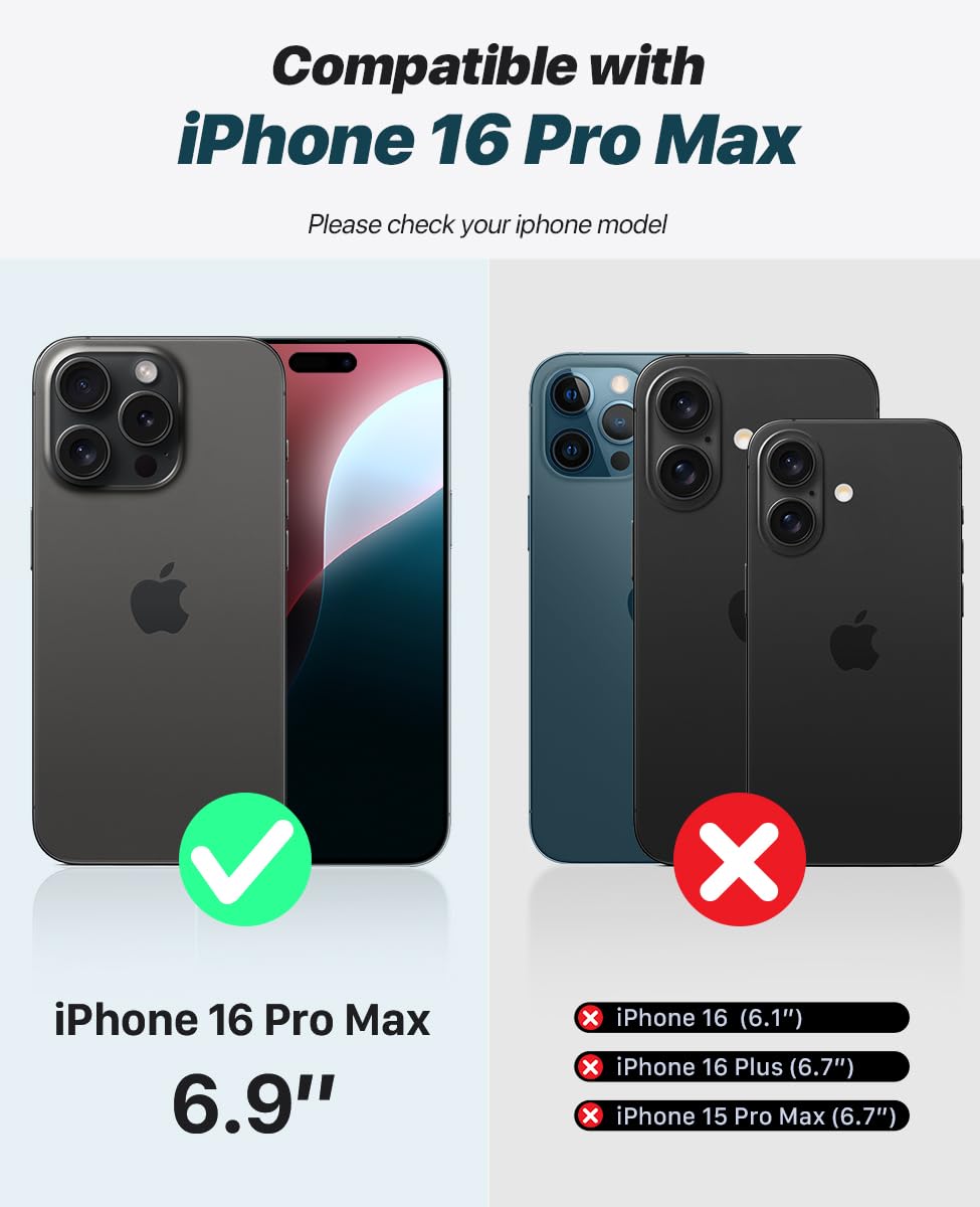 OCASE for iPhone 16 Pro Max Case Detachable Wallet Case with Card Holder, 2 in 1 Pu Leather Flip Folio with RFID Blocking Stand Wrist Strap Shockproof Phone Cover 6.9 Inch 2024, Black