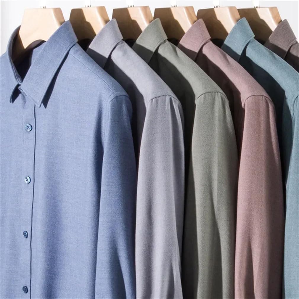 Camisas de manga larga para hombre, ajustadas, de lana, para oficina, diseñador, elegante, con botones, S9792, M