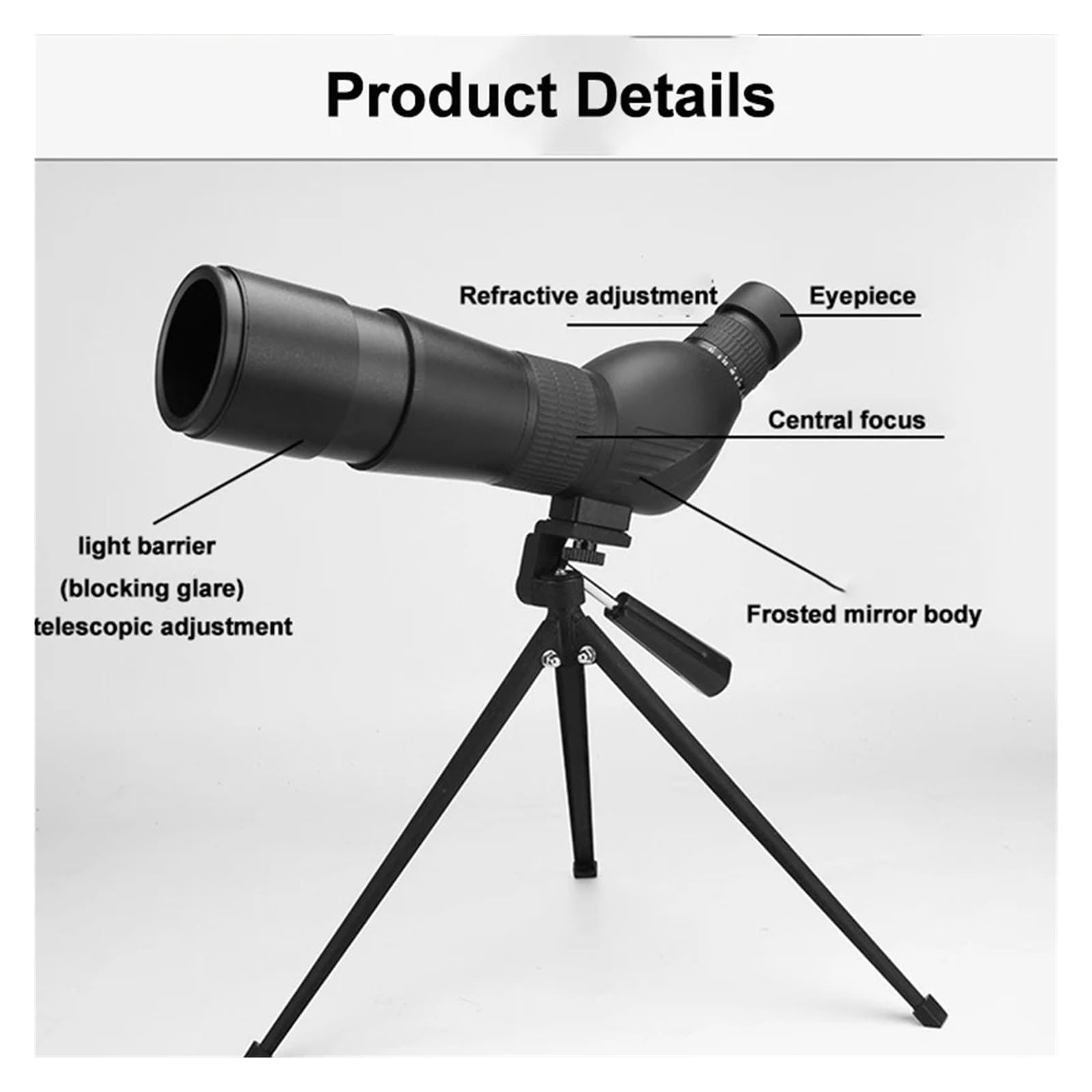 Zoom Monokularowy HD 20-60x60 Luneta Bak4 Pryzmat Wodoodporny Teleskop Przeciwmgielny Camping Obserwacja Ptaków Polowanie Ze Statywem Mocny Okular I PowięKszenie(Standard)
