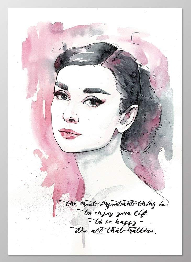 11x14 Audrey Hepburn poster #A096. Audrey Hepburn quote. Audrey Hepburn wall art. Audrey Hepburn art print.Poster of Audrey Hepburn.Audrey Hepburn gifts.Pink wall art.Watercolor painting