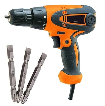 MLD KM-104 Electric Screwdriver Cum Drill Forward/Reverse Function 10MM,350W,750RPM, with PH2 Plus and Minus Bit Sets