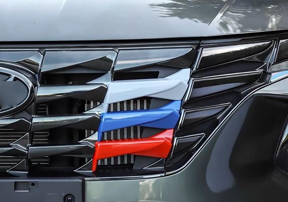 ERIDANUS Auto Accessories Fit for Hyundai TUCSON 2023 2022 3-Color Front Center Mesh Grille Grill Strip Trim (3-Color) ABS 3 PCS