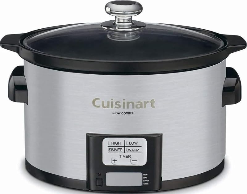 Cuisinart PSC-350 Olla de cocción lenta programable de 3-1/2 cuartos, plateada, 9-1/2 pulgadas de alto x 9,1 pulgadas de ancho x 12,67 pulgadas de largo