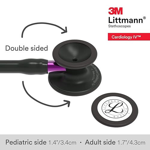 Miniatura 90 de 3M Littmann Cardiology IV - Estetoscopio de diagnóstico 6190, más de 2 veces más fuerte, pesa menos, pieza torácica y tallo de acero inoxidable